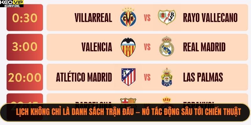 Lịch không chỉ là danh sách trận đấu — nó tác động sâu tới chiến thuật
